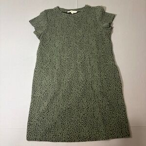 LOFT Petites Shift Dress Womens MP Medium Petite Olive Green Animal Print